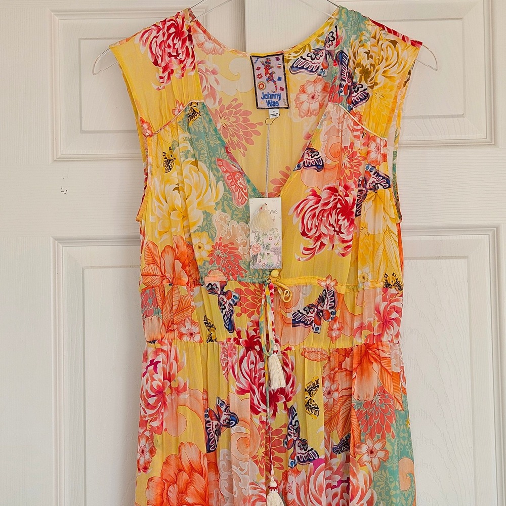Johnny Was Maje Sleeveless Tiered Floral-Print Maxi Dress Small NEW Butterfly - Picture 3 of 12
